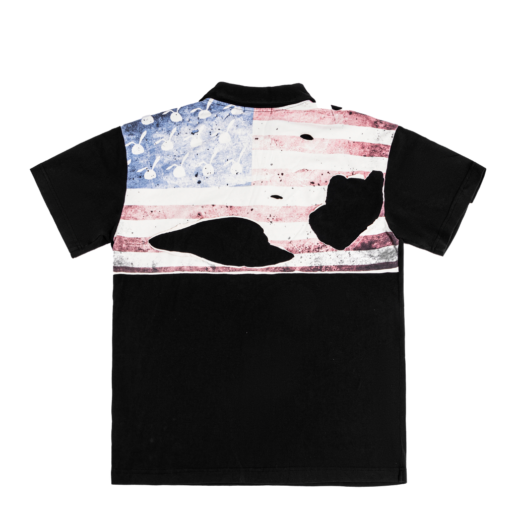 USA FLAG BLACK POLO