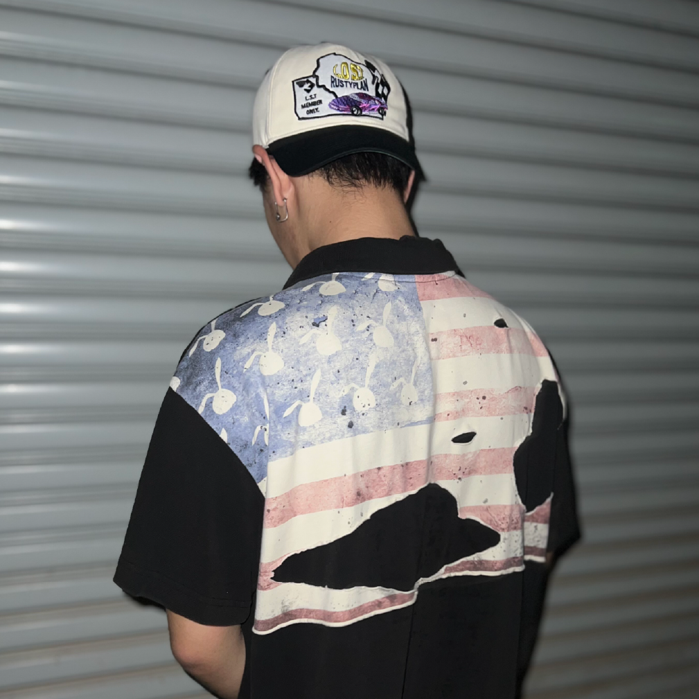 USA FLAG BLACK POLO
