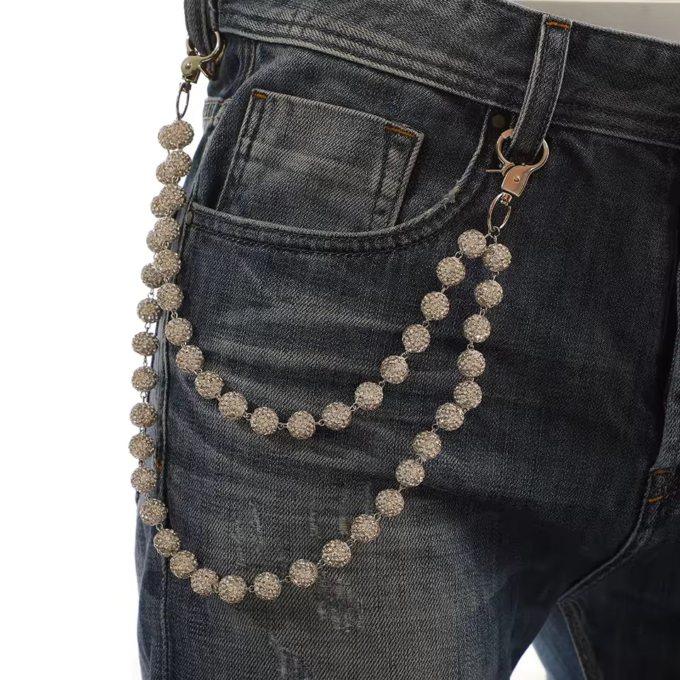 RHINESTONE BEAD WALLET CHAIN